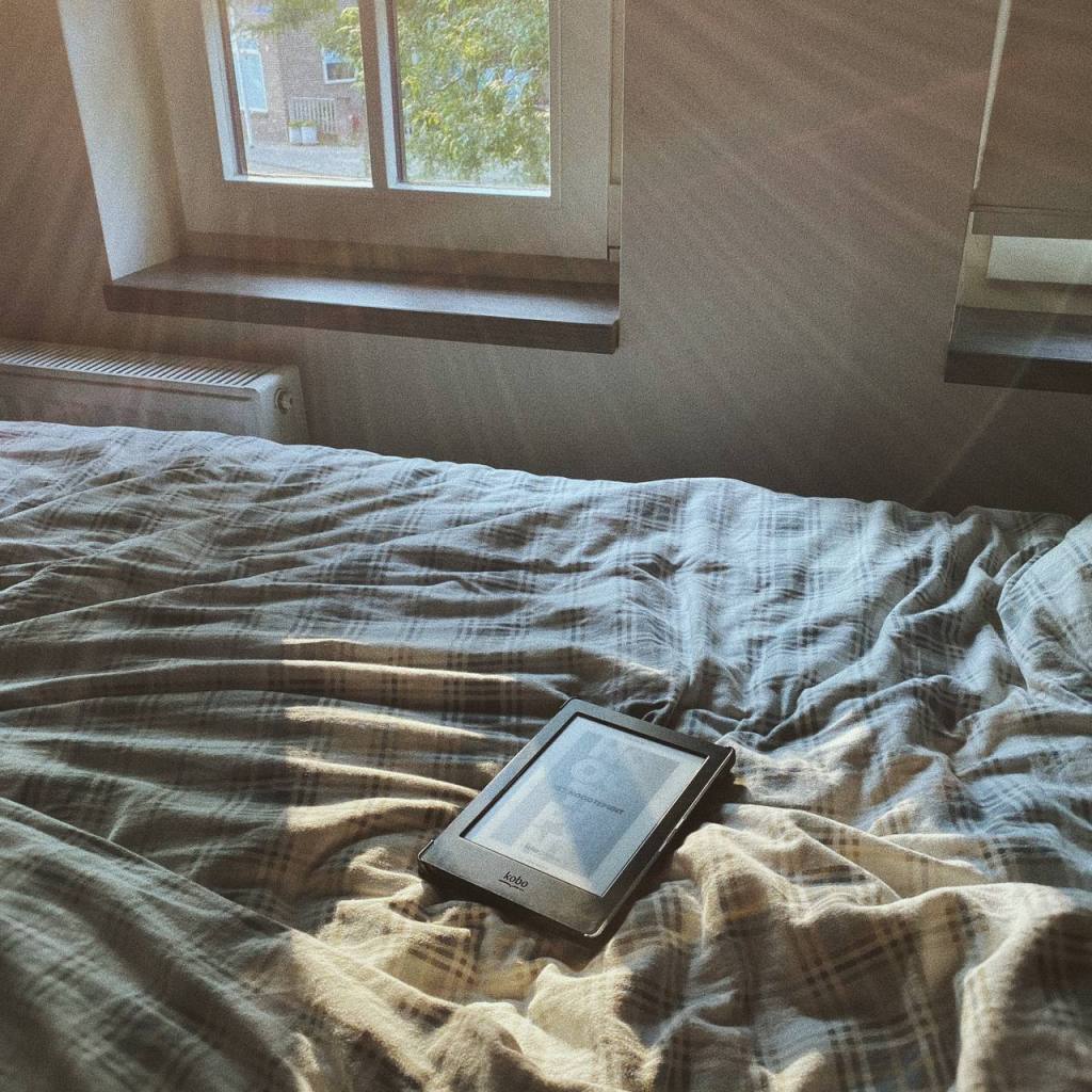 Ebook het hoogtepunt Saskia M.N. Oudshoorn op bed met golden light